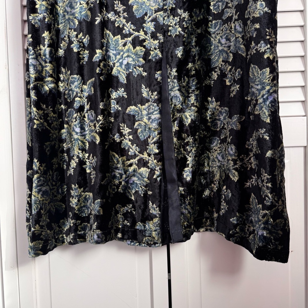 April Cornell Vintage Floral Velvet Short Sleeve Dress Black Cottagecore Medium - Picture 8 of 9